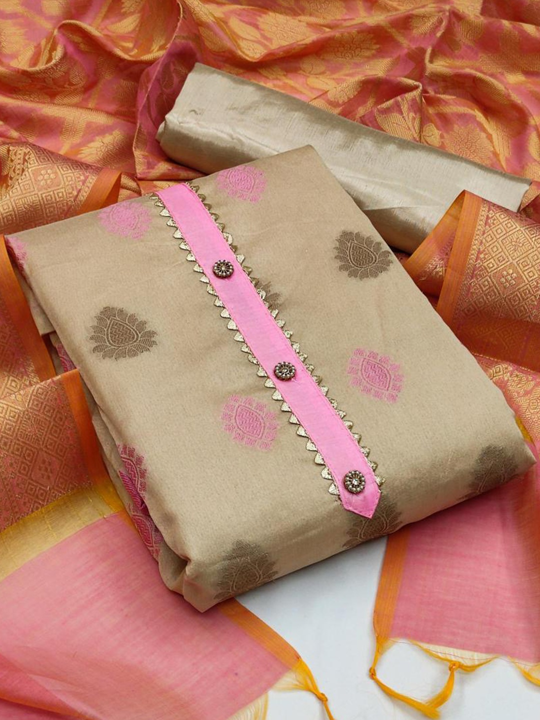 

Dori Embroidered Unstitched Dress Material, Pink