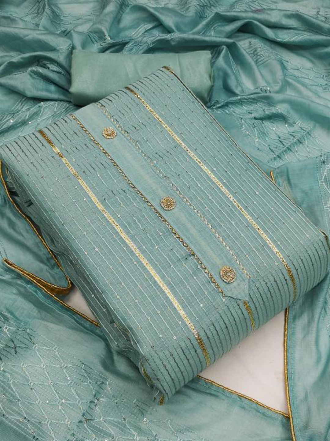 

Dori Embroidered Pure Silk Unstitched Dress Material, Blue