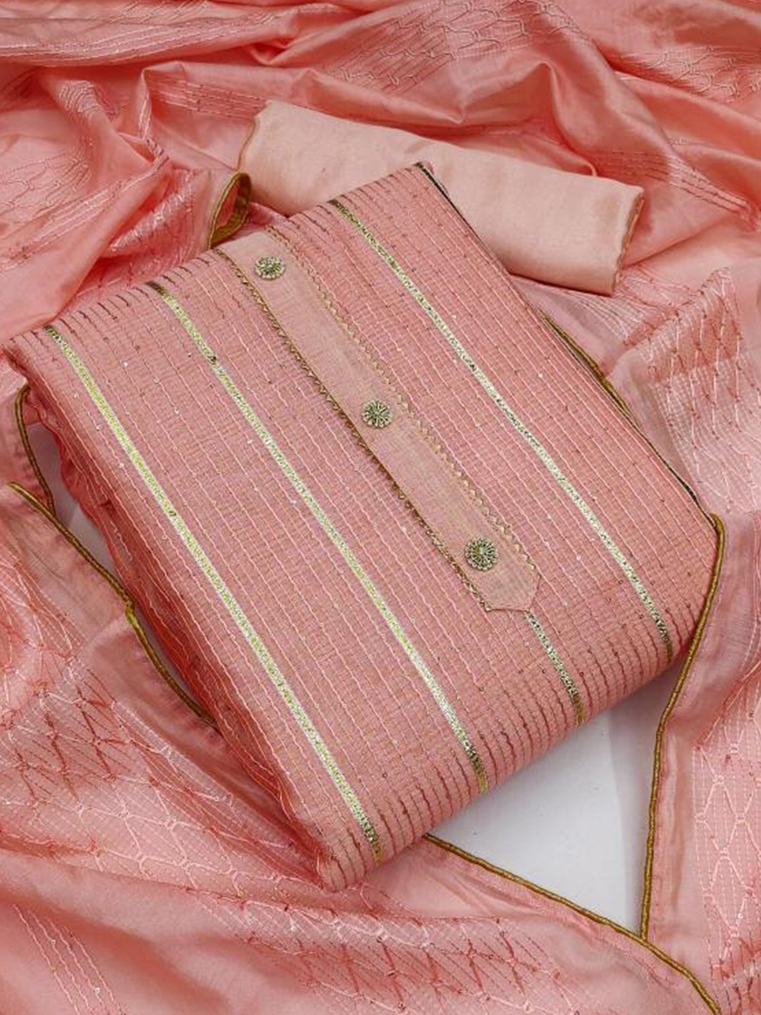 

Dori Embroidered Pure Silk Unstitched Dress Material, Pink