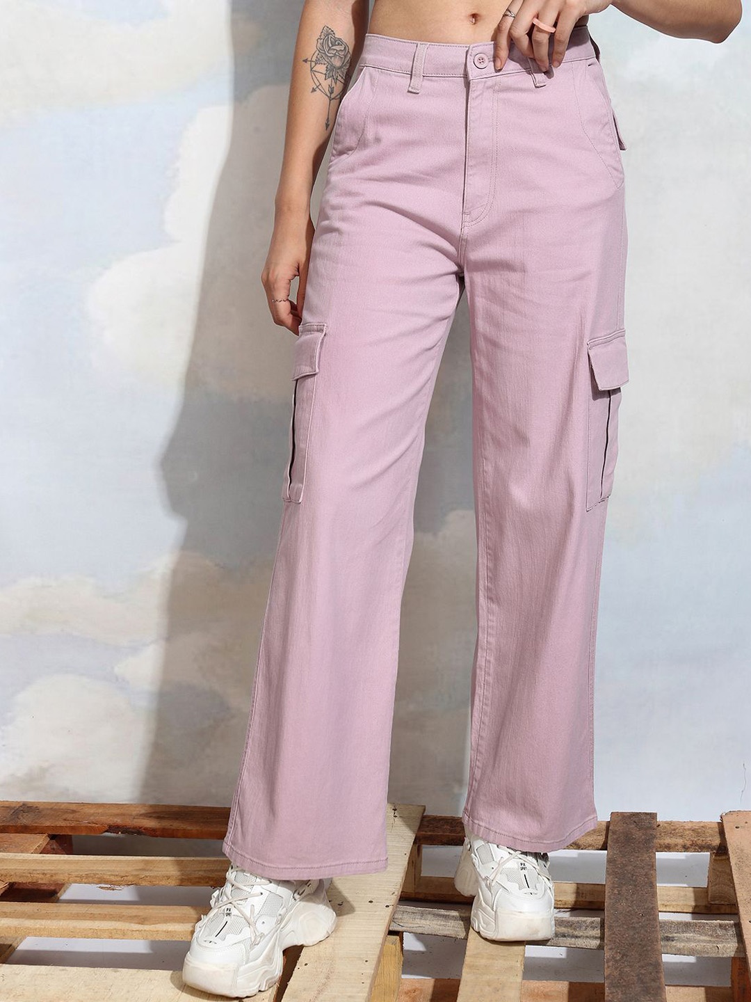 

Tokyo Talkies Women Cargos Trousers, Lavender