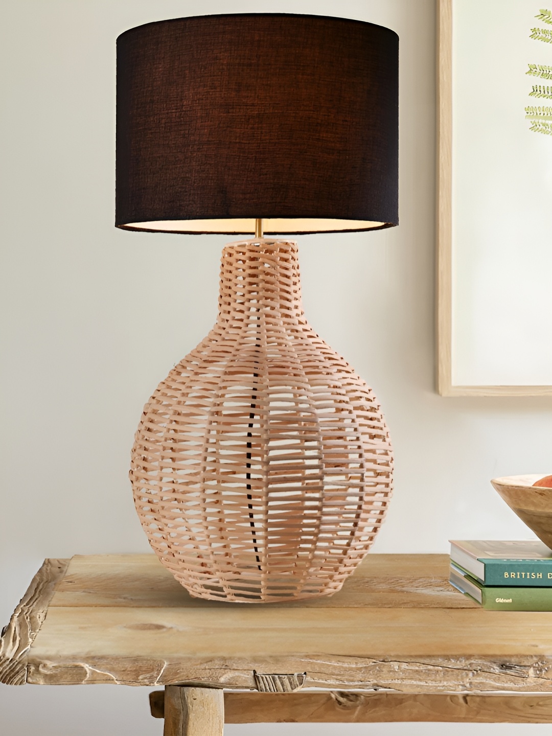

Decazone Black & Brown Wooden Cylindrical Table Lamp with Adjustable Cord