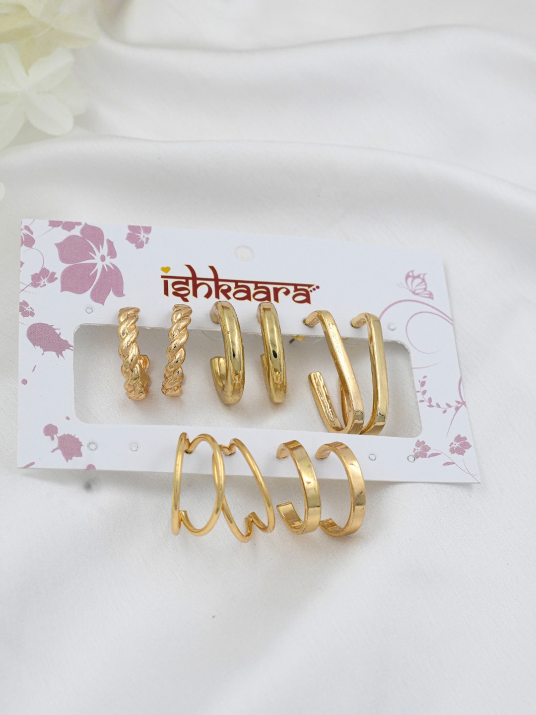 

ISHKAARA Set Of 3 Gold-Plated Circular Studs Earrings