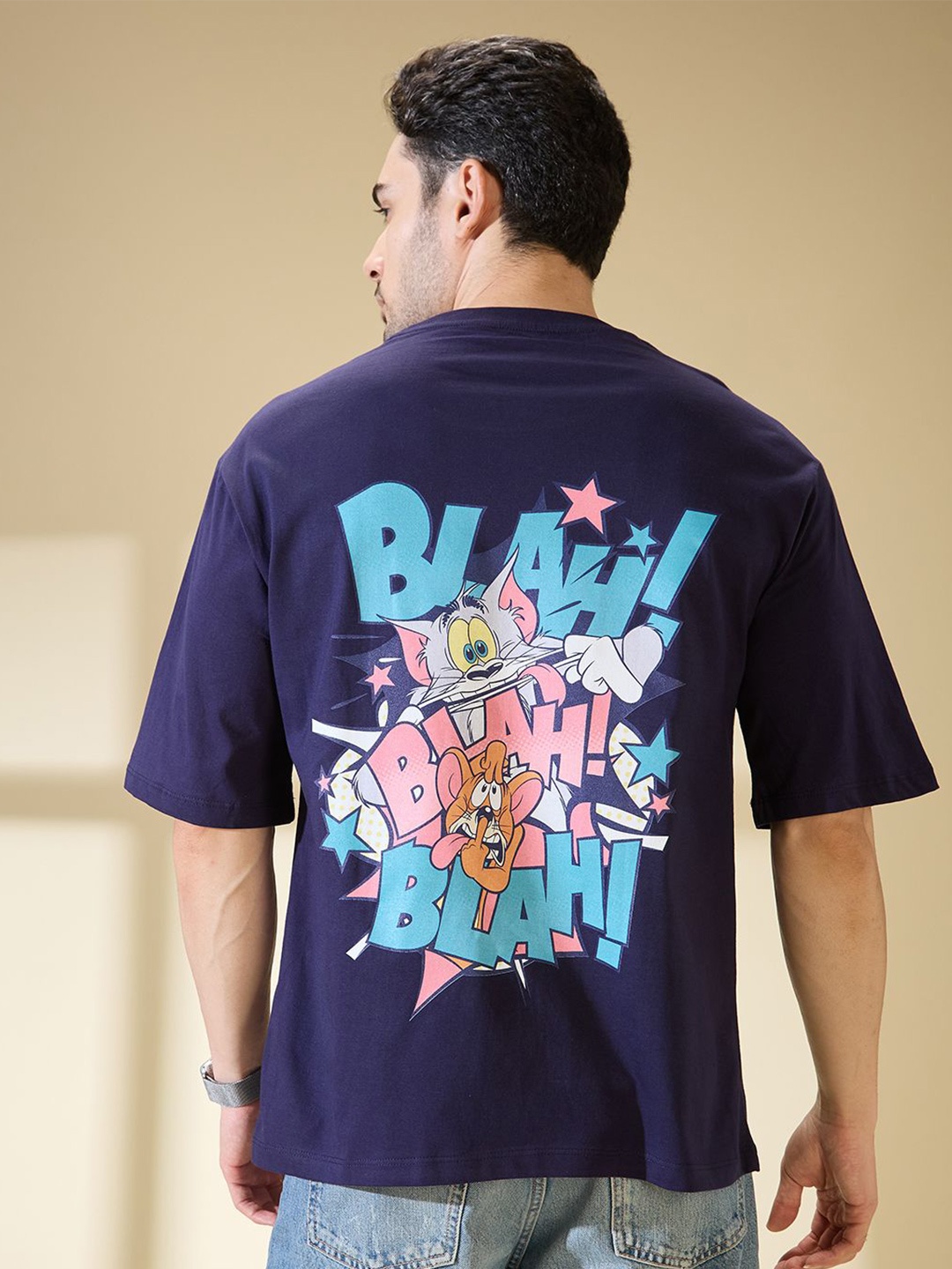 

Kook N Keech Toons Men Printed Raw Edge T-shirt, Navy blue