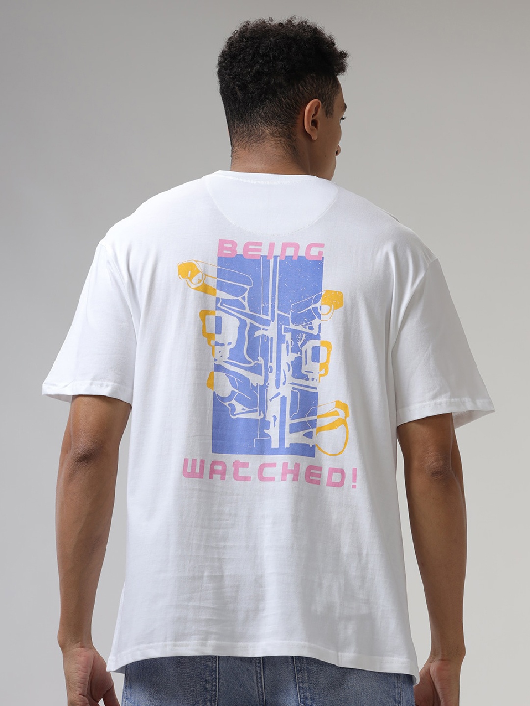 

WROGN Men Graphic Printed Oversized T-shirt, White