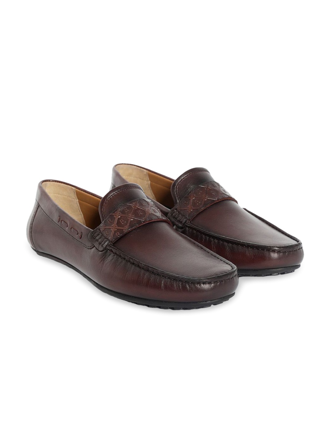 

RARE RABBIT Men Bold Leather Formal Loafers, Burgundy