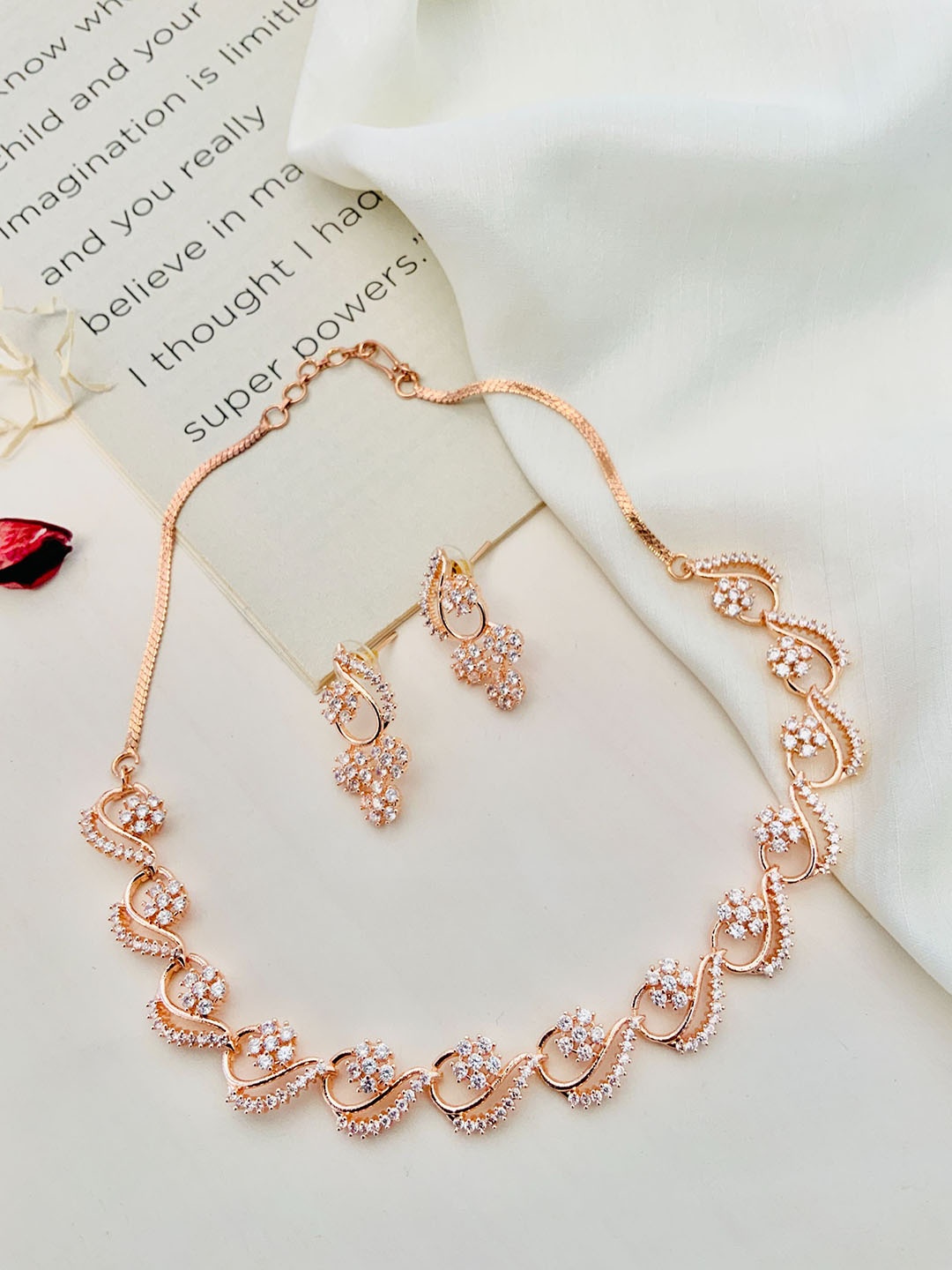 

ABDESIGNS Rose Gold-Plated AD-Studded Jewellery Set