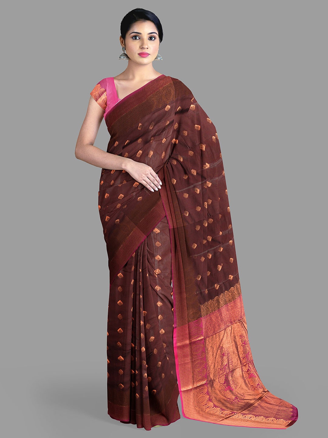 

The Chennai Silks Floral Zari Art Silk Dharmavaram Saree, Maroon