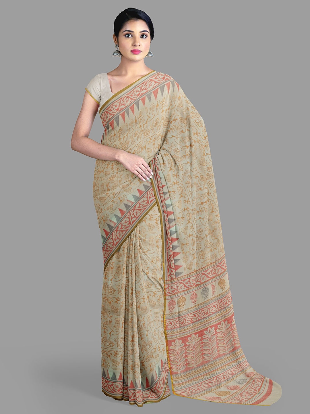 

The Chennai Silks Warli Zari Saree, Beige