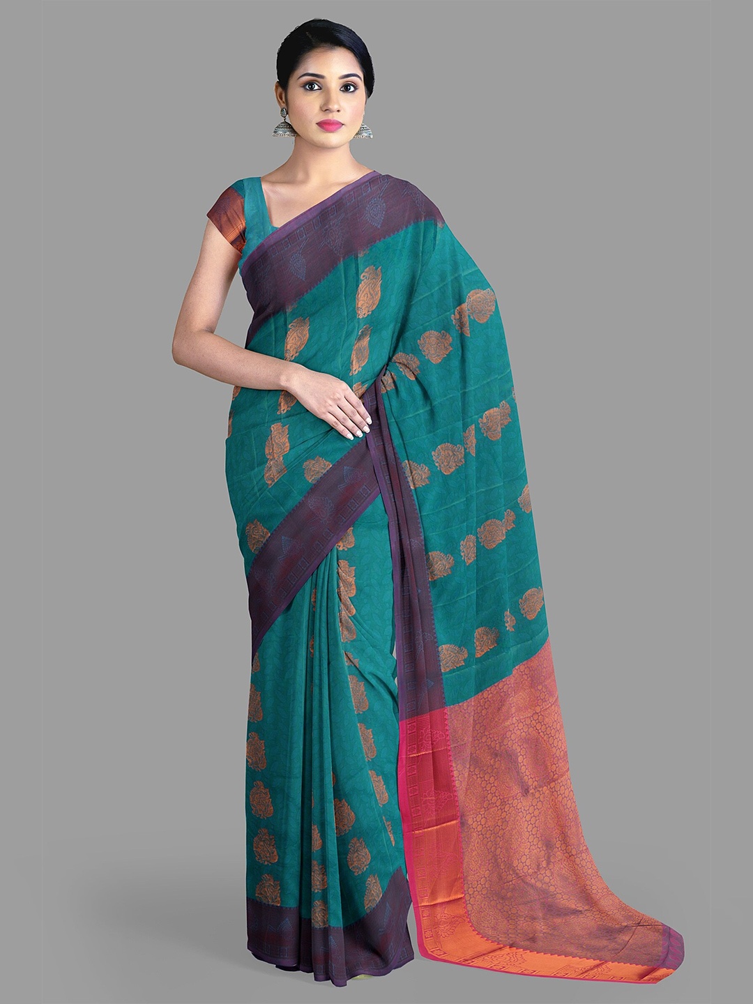 

The Chennai Silks Ethnic Motifs Zari Art Silk Dharmavaram Saree, Blue