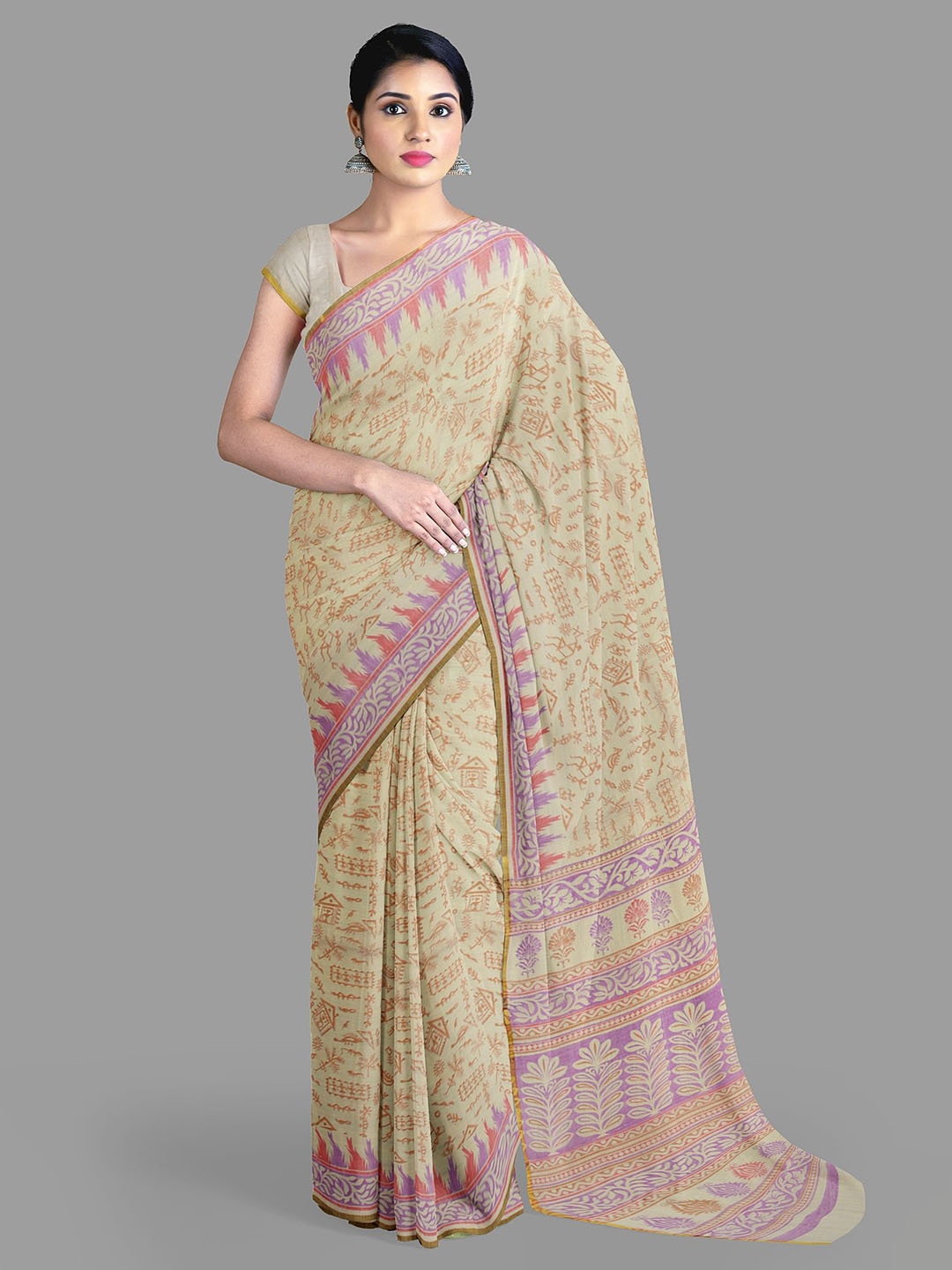 

The Chennai Silks Warli Zari Saree, Beige