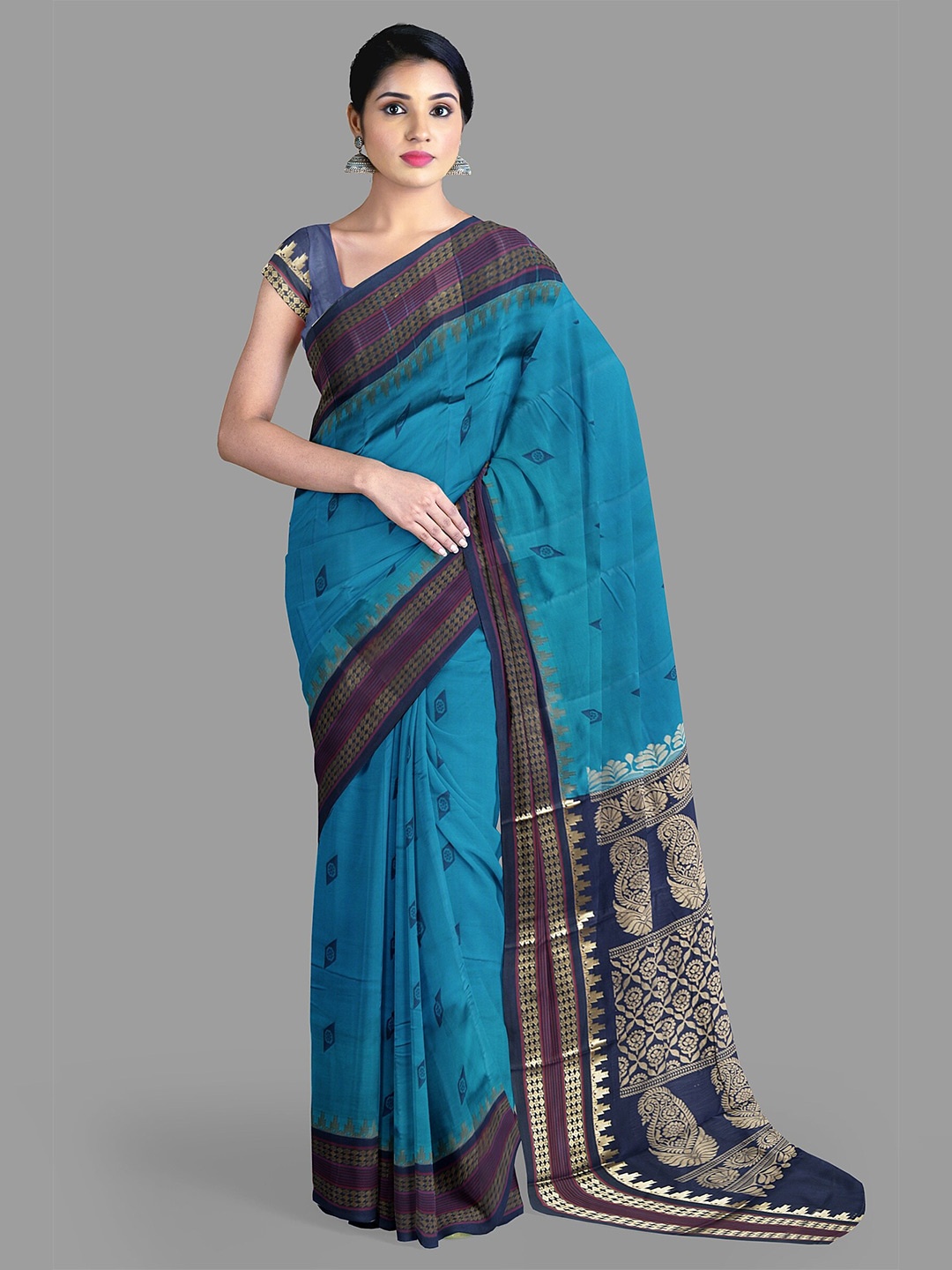 

The Chennai Silks Ethnic Motifs Zari Art Silk Saree, Blue