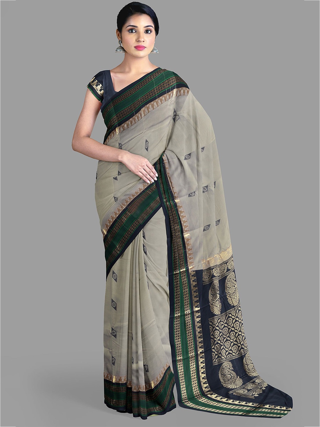 

The Chennai Silks Ethnic Motifs Zari Art Silk Saree, Grey