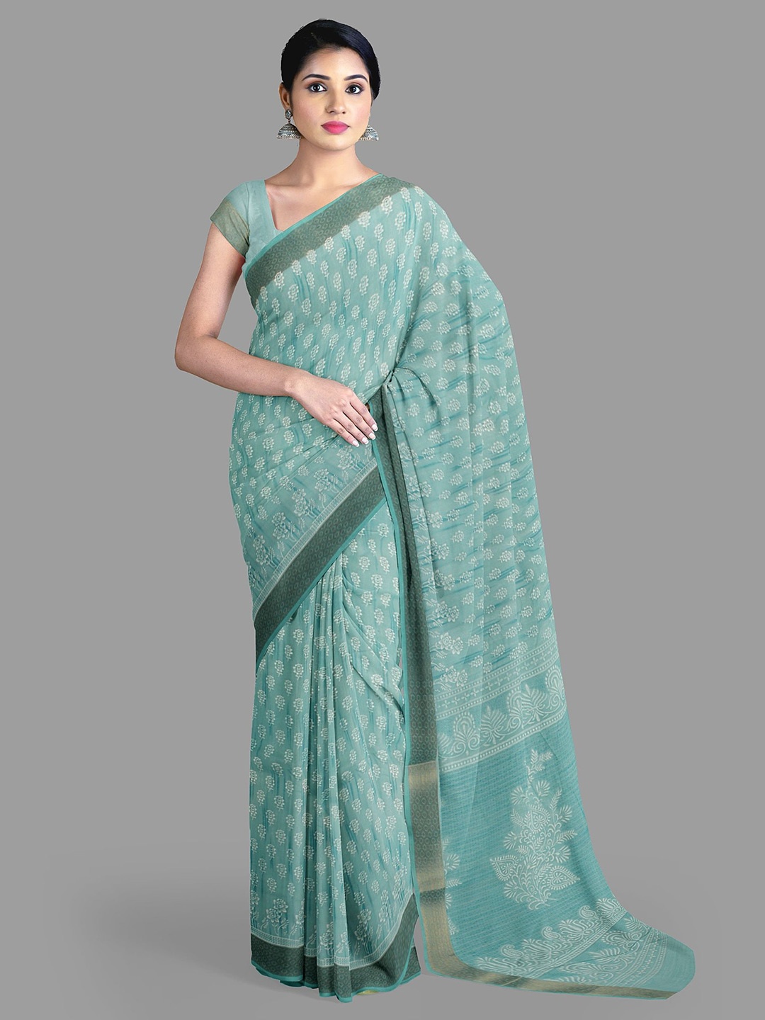 

The Chennai Silks Floral Zari Sambalpuri Saree, Blue