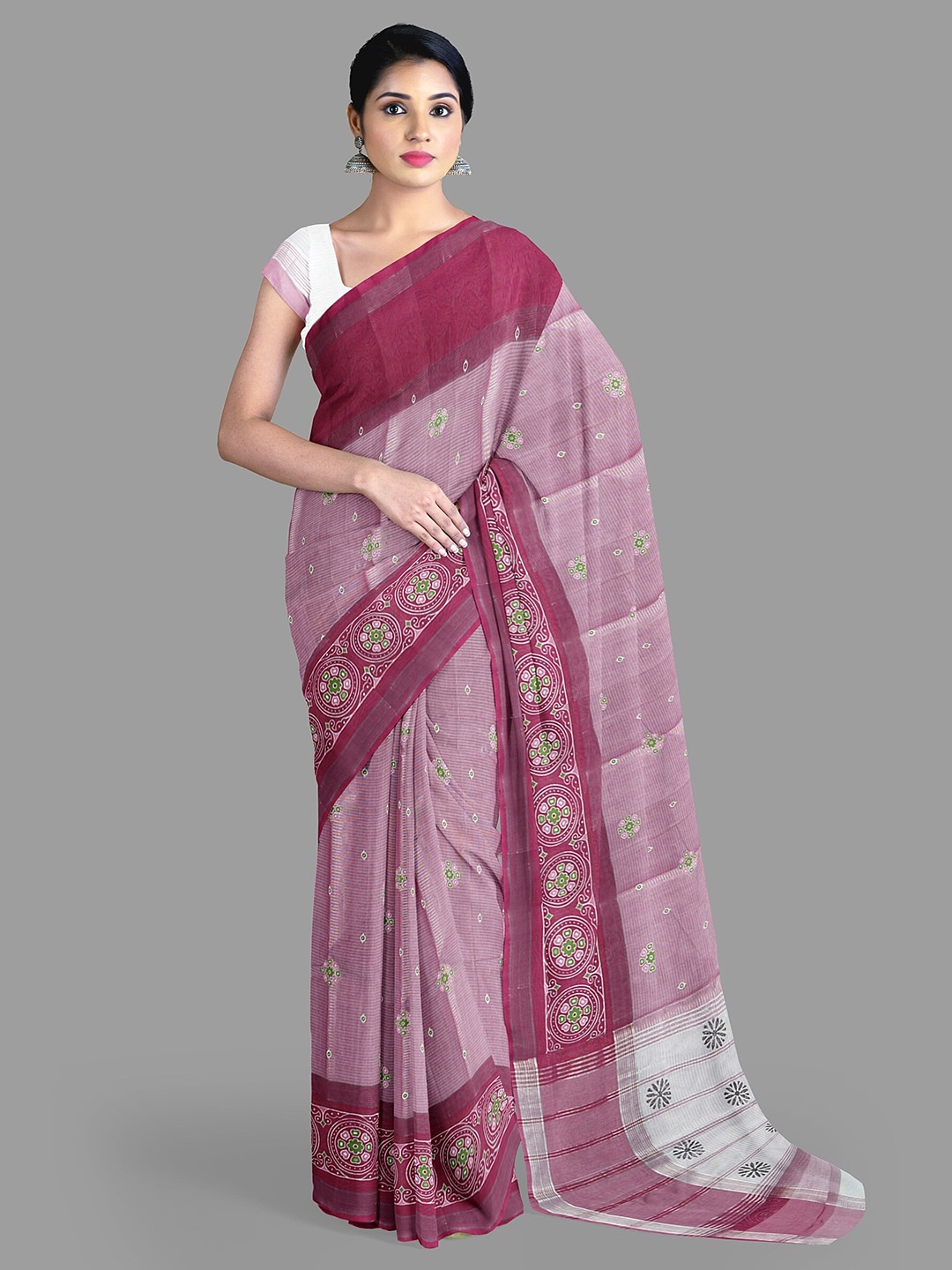 

The Chennai Silks Women Ethnic Motif Zari Pure Cotton Saree, Pink