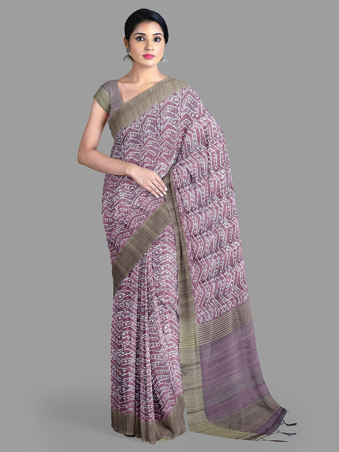 

The Chennai Silks Women Zari Jute Cotton Banarasi Saree, Purple