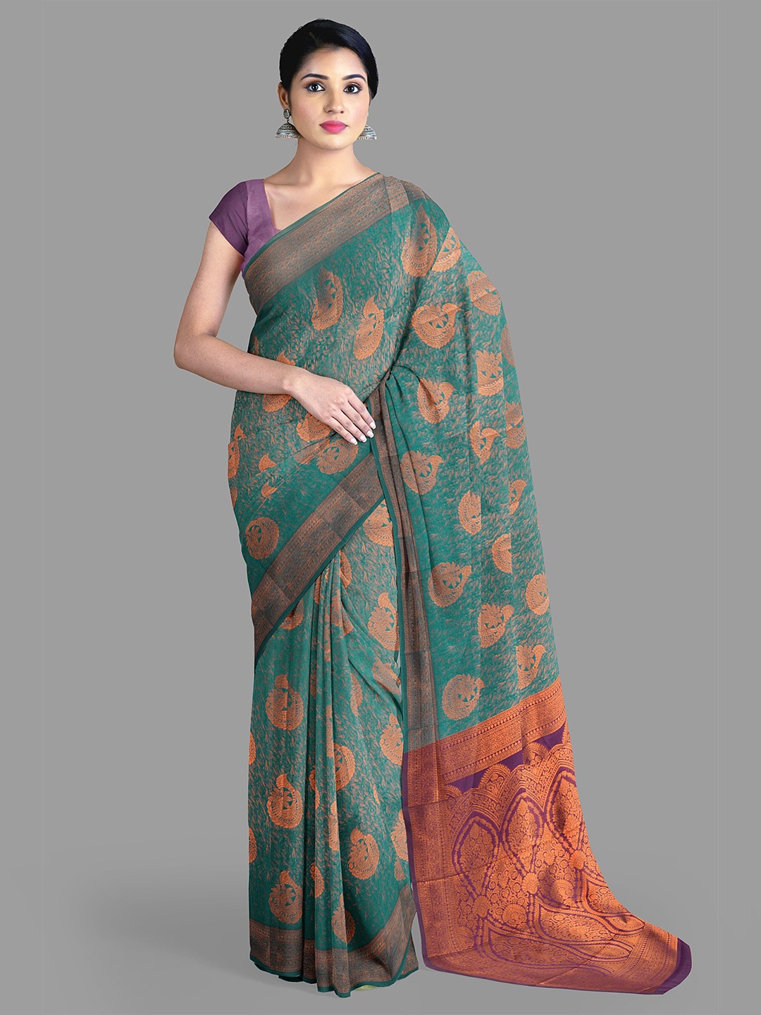 

The Chennai Silks Ethnic Motifs Dharmavaram Saree, Green