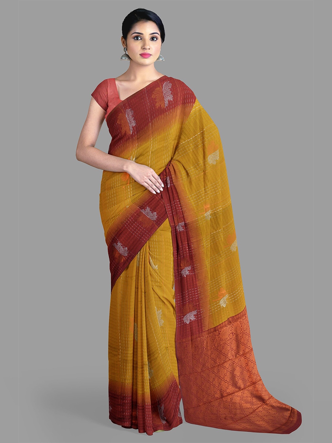 

The Chennai Silks Ethnic Motifs Zari Art Silk Dharmavaram Saree With Blouse Piece, Mustard