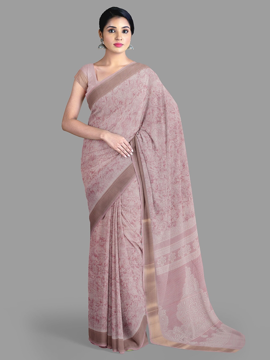 

The Chennai Silks Floral Zari Sambalpuri Saree, Pink