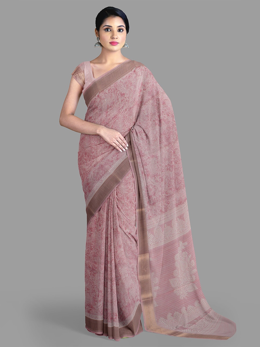 

The Chennai Silks Floral Zari Sambalpuri Saree, Pink