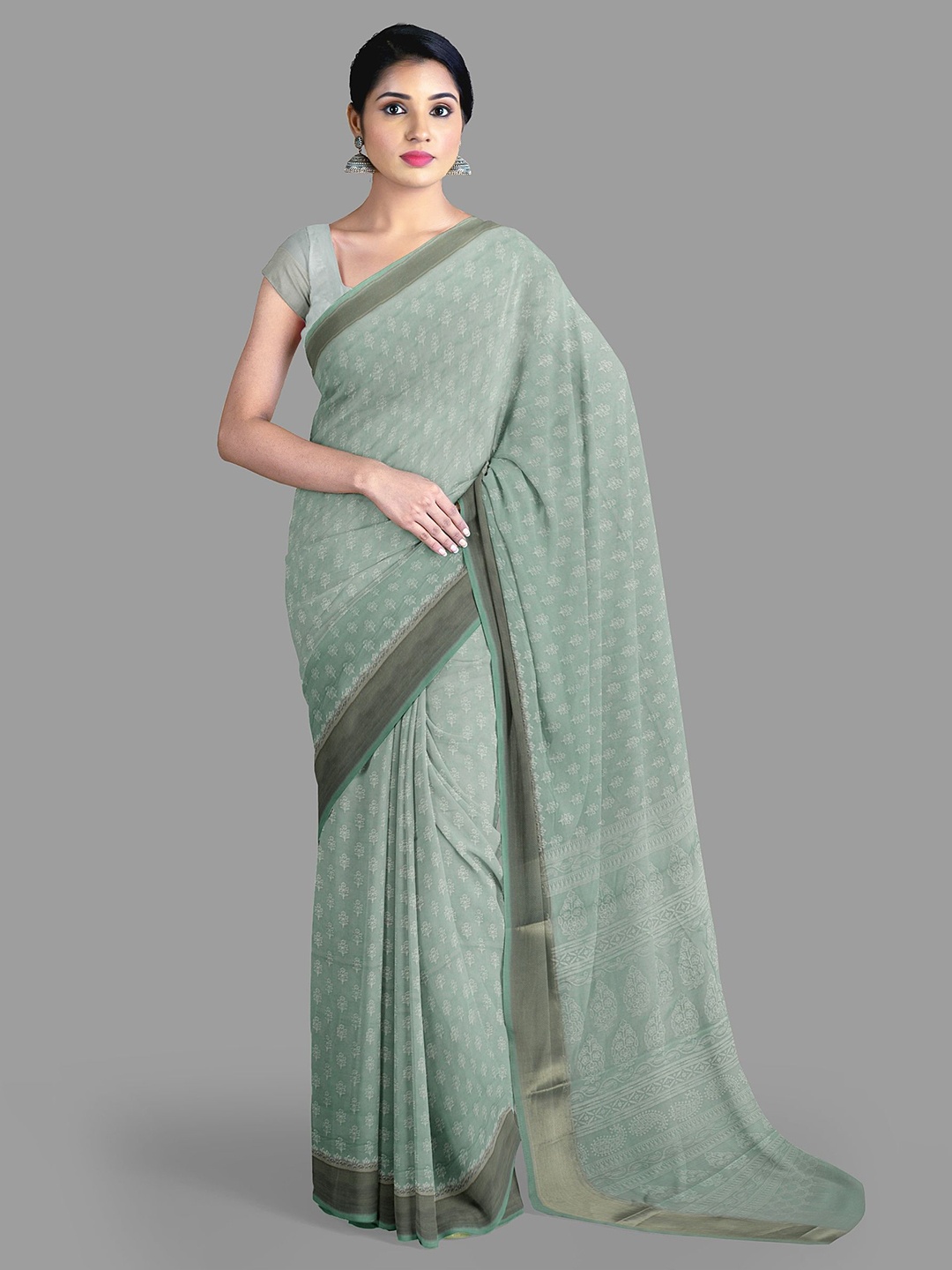 

The Chennai Silks Floral Zari Sambalpuri Saree, Green