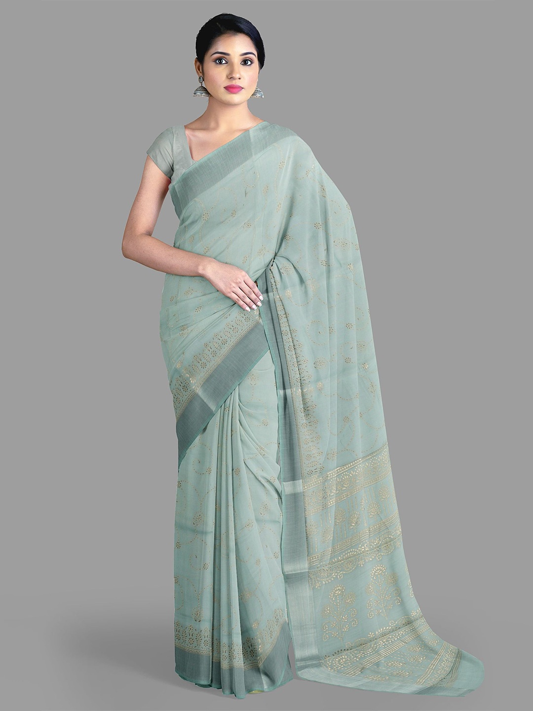 

The Chennai Silks Floral Zari Sambalpuri Saree, Grey