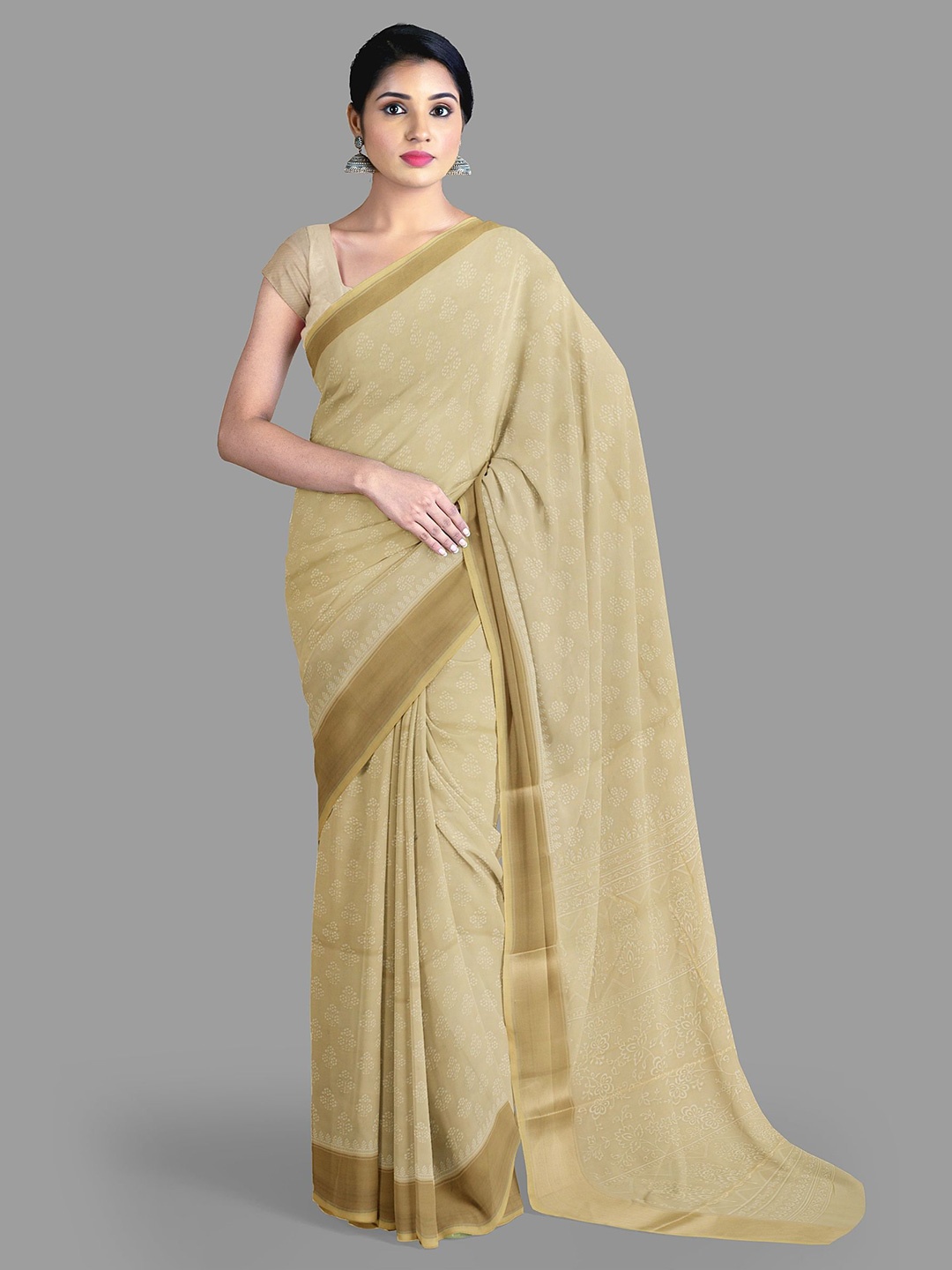 

The Chennai Silks Floral Sambalpuri Saree, Cream