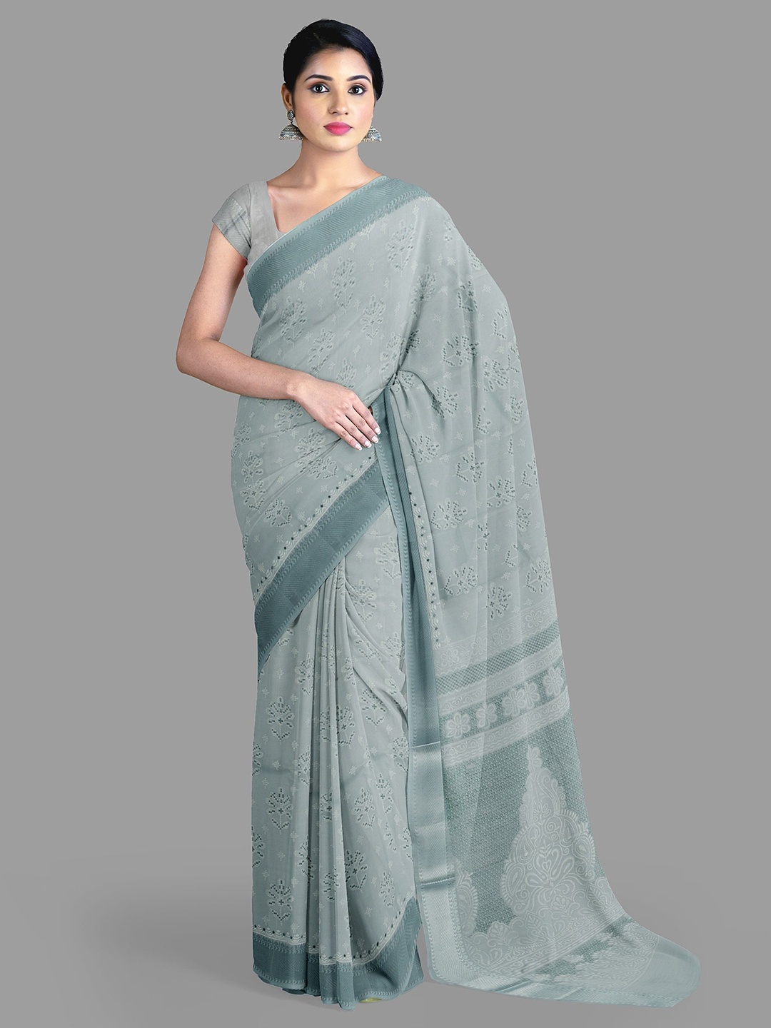 

The Chennai Silks Floral Sambalpuri Saree, Grey