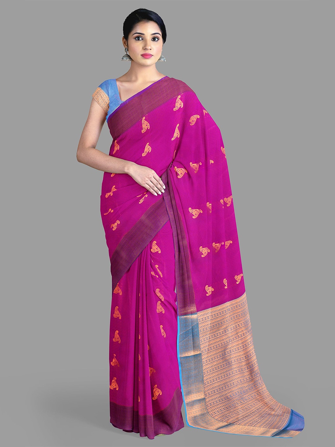 

The Chennai Silks Ethnic Motifs Zari Art Silk Dharmavaram Saree, Pink