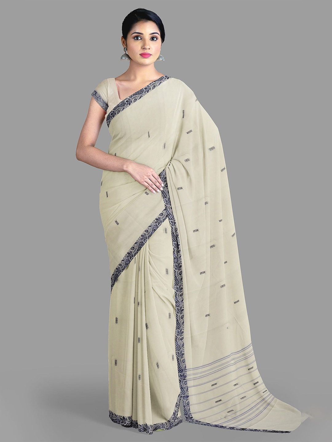 

The Chennai Silks Pure Cotton Chettinad Saree, Cream