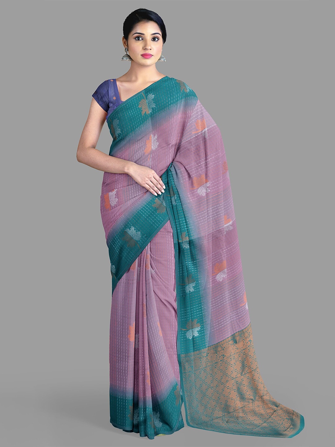 

The Chennai Silks Ethnic Motifs Zari Art Silk Dharmavaram Saree With Blouse Piece, Pink