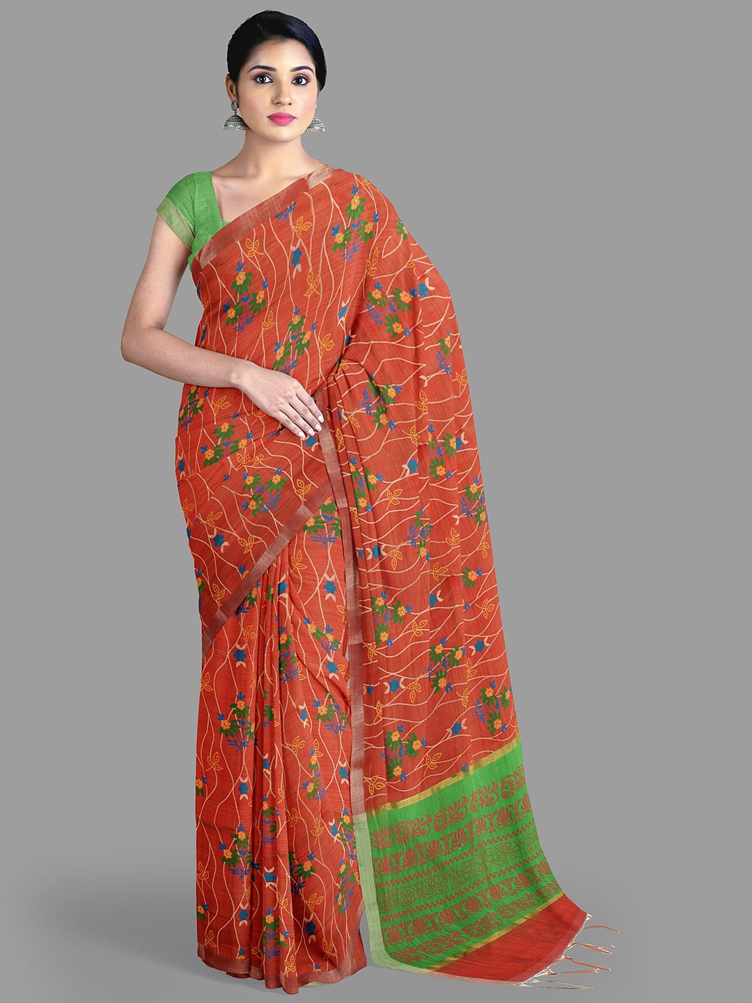 

The Chennai Silks Floral Zari Narayan Peth Saree, Red