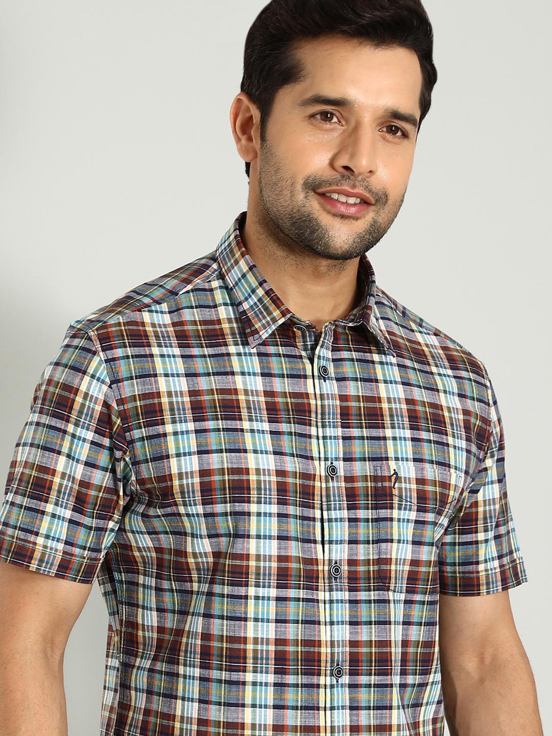 

Indian Terrain Chiseled Skinny Fit Tartan Checked Spread Collar Cotton Shirt, Red