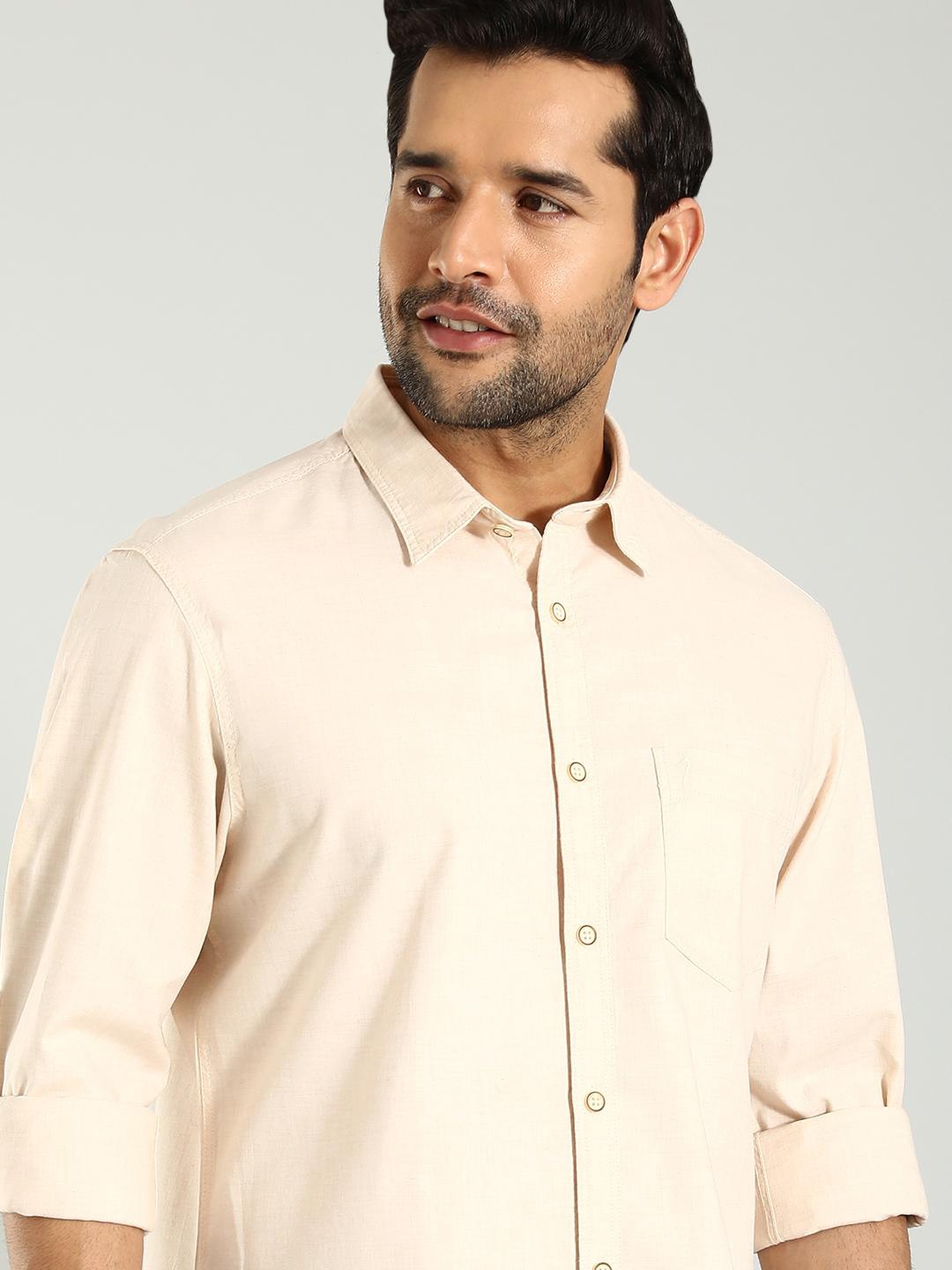 

Indian Terrain Solid Cotton Classic Slim Fit Opaque Casual Shirt, White