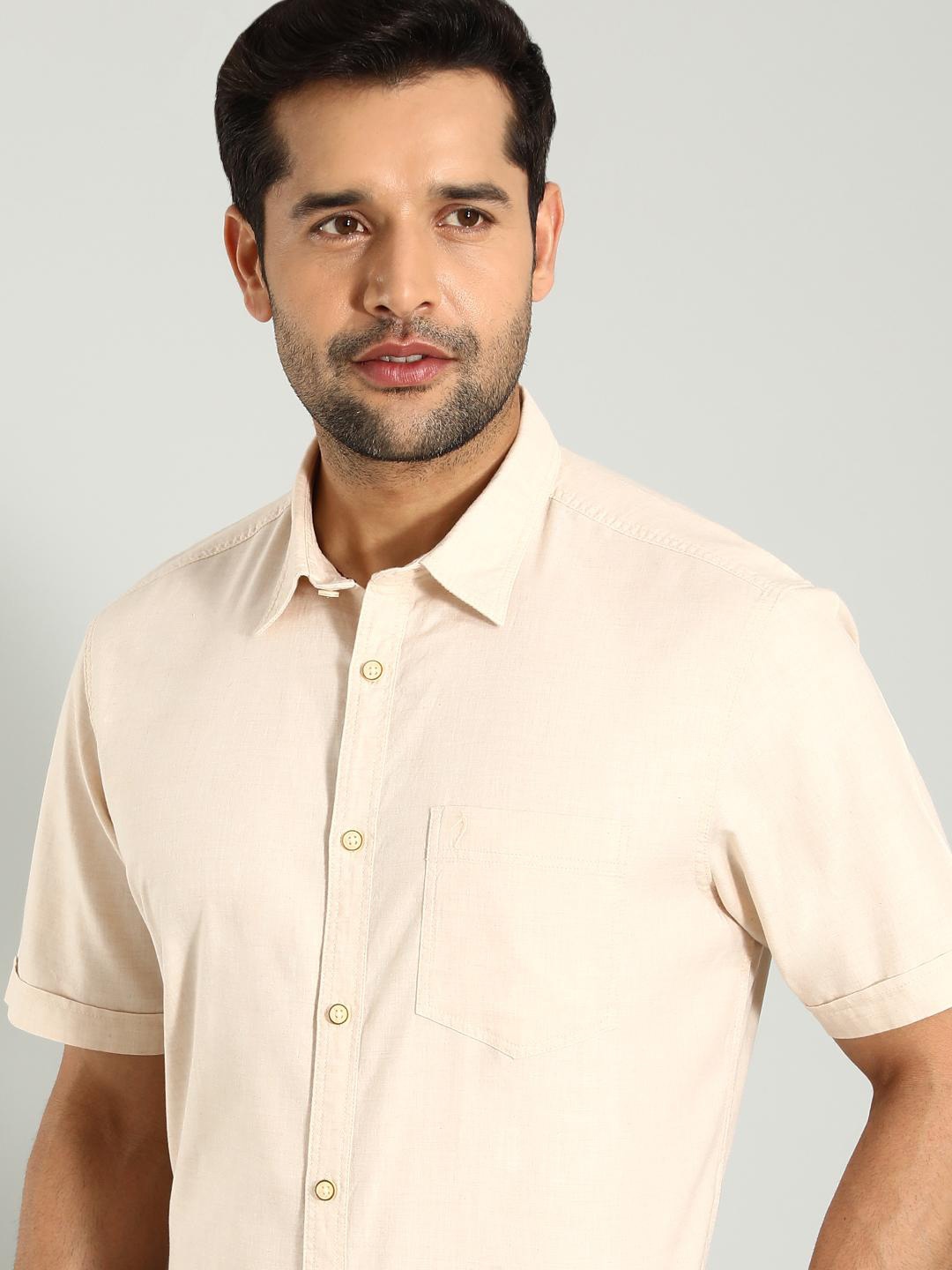 

Indian Terrain Classic Slim Fit Cotton Opaque Casual Shirt, Cream