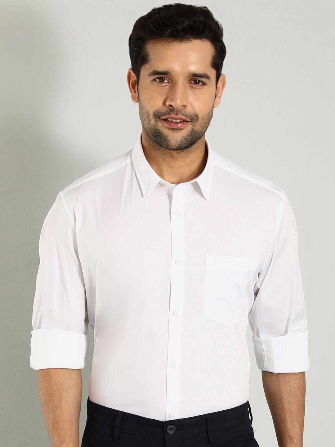 

Indian Terrain Classic Slim Fit Cut Away Collar Casual Shirt, White