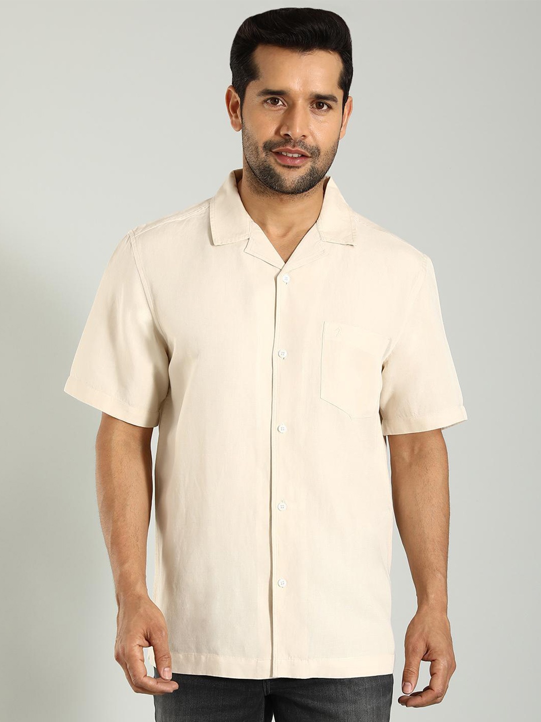 

Indian Terrain Classic Slim Fit Cuban Collar Shirt, Black