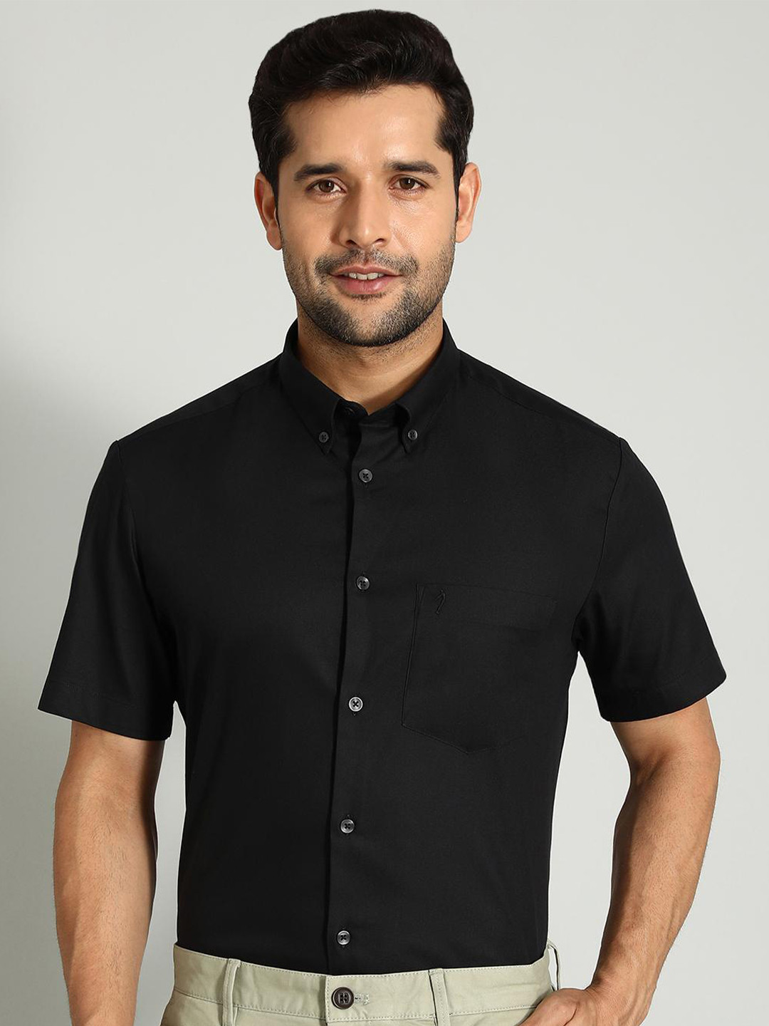 

Indian Terrain Classic Slim Fit Cotton Opaque Formal Shirt, Black