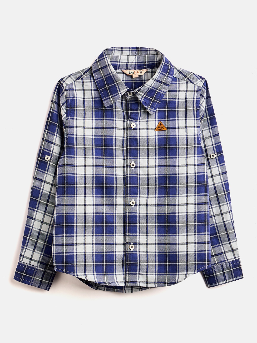 

Stylo Bug Boys Slim Fit Tartan Checks Opaque Checked Casual Shirt, Blue