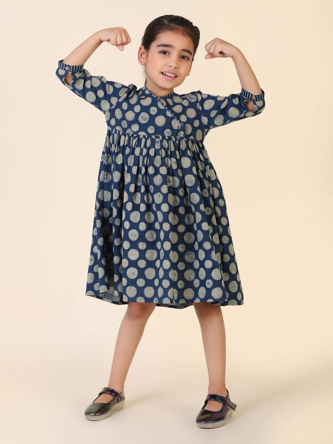 

Fabindia Printed Cotton Fit & Flare Dress, Blue
