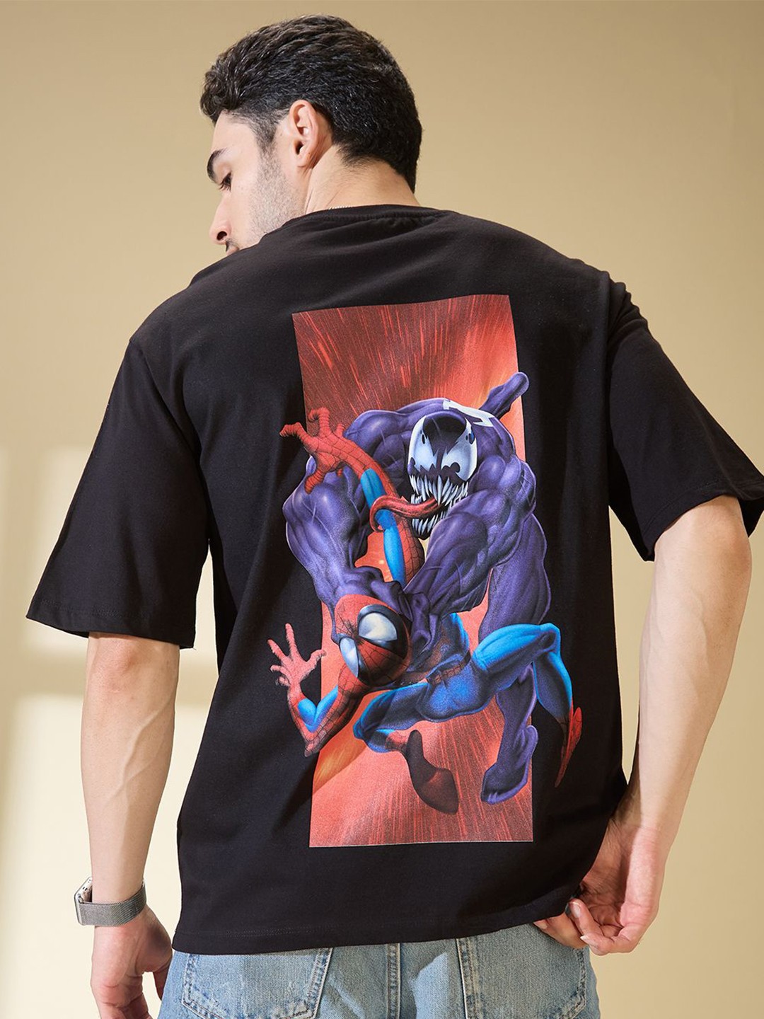 

Kook N Keech Marvel Men Printed Raw Edge T-shirt, Black