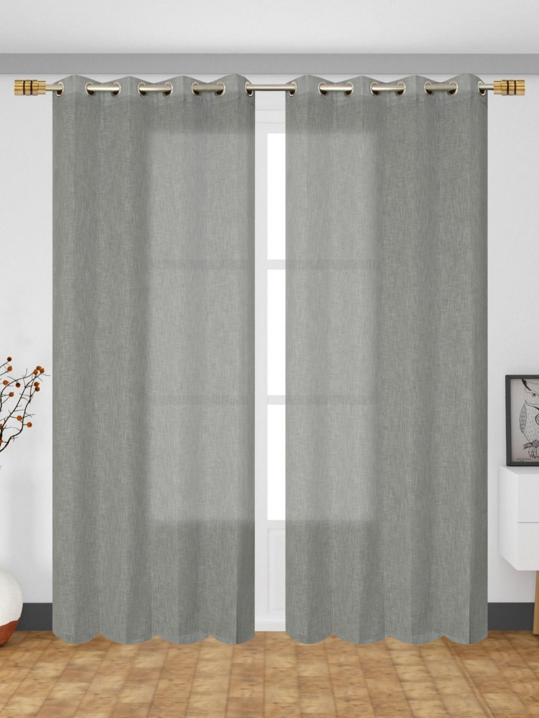 

AaHo Decor Grey Set of 2 Sheer Long Door Curtain