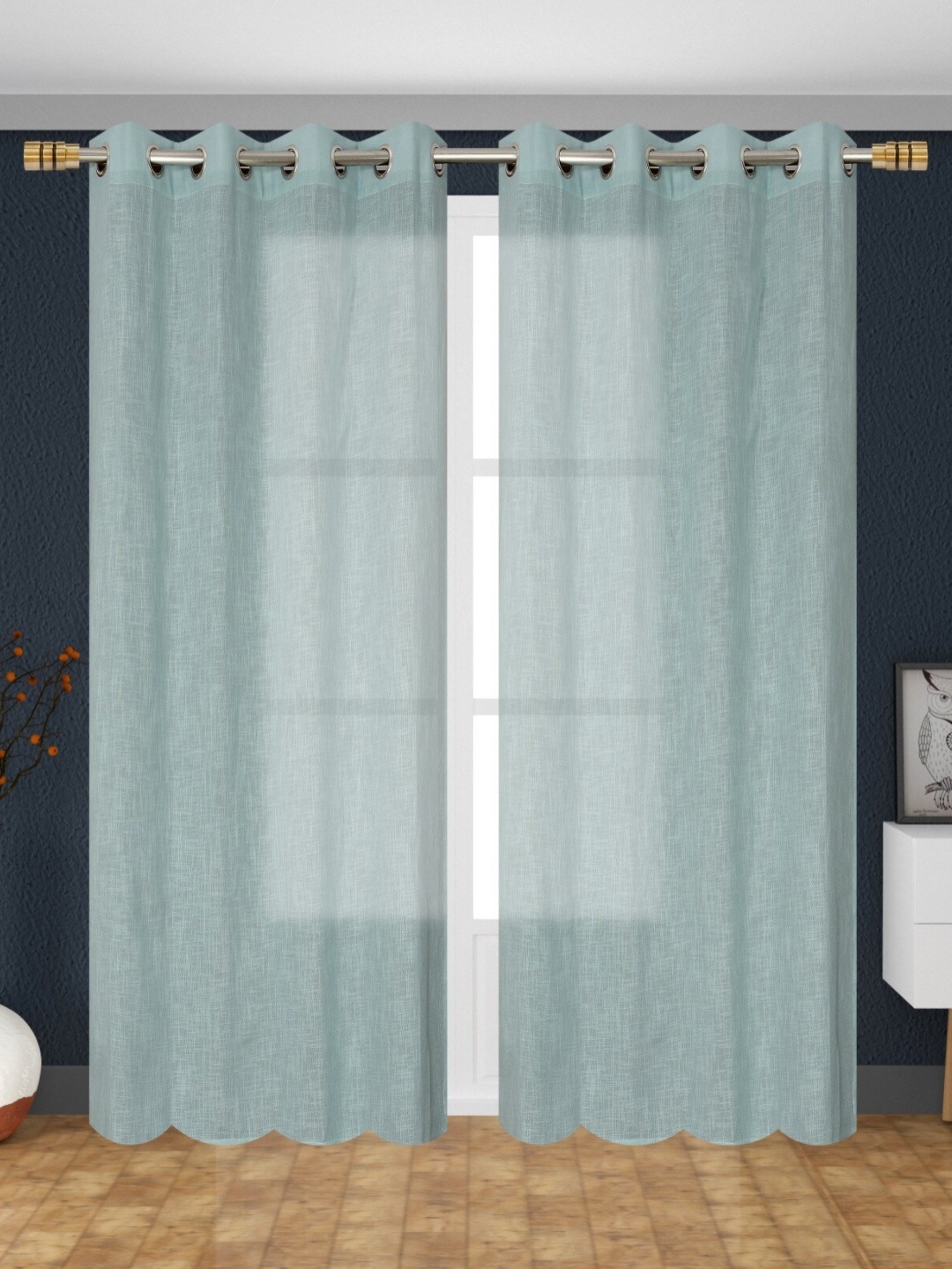 

AaHo Decor Blue 2Pcs Sheer Window Curtain