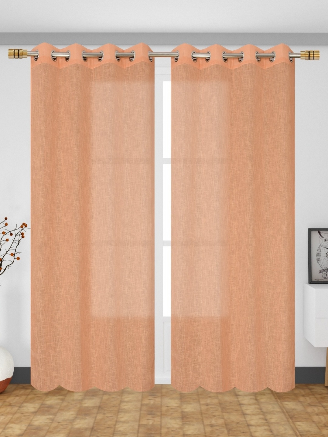 

AaHo Decor Set of 2 Solid Sheer Long Door Curtain, Orange