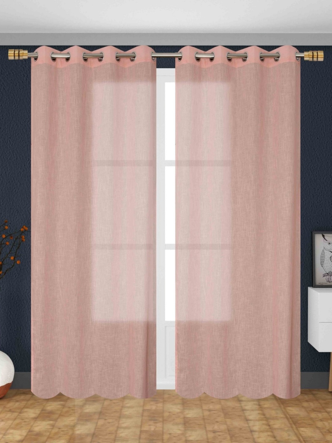 

AaHo Decor Pink Set of 2 Sheer Window Curtain