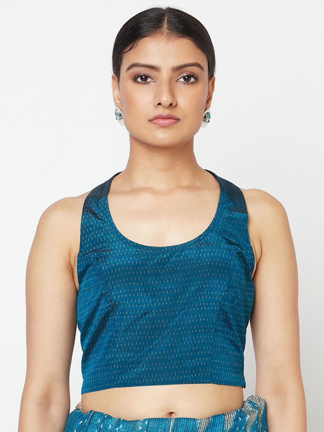 

Fabindia Woven Design Saree Blouse, Blue