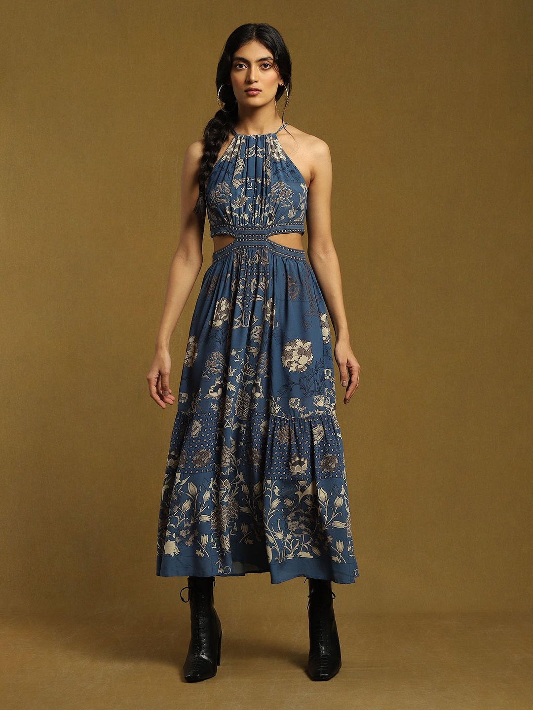 

Ritu Kumar Floral Print Maxi Dress, Blue