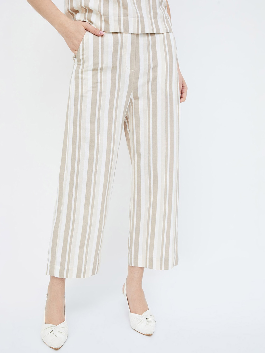 

CODE by Lifestyle Women Striped Trousers, White