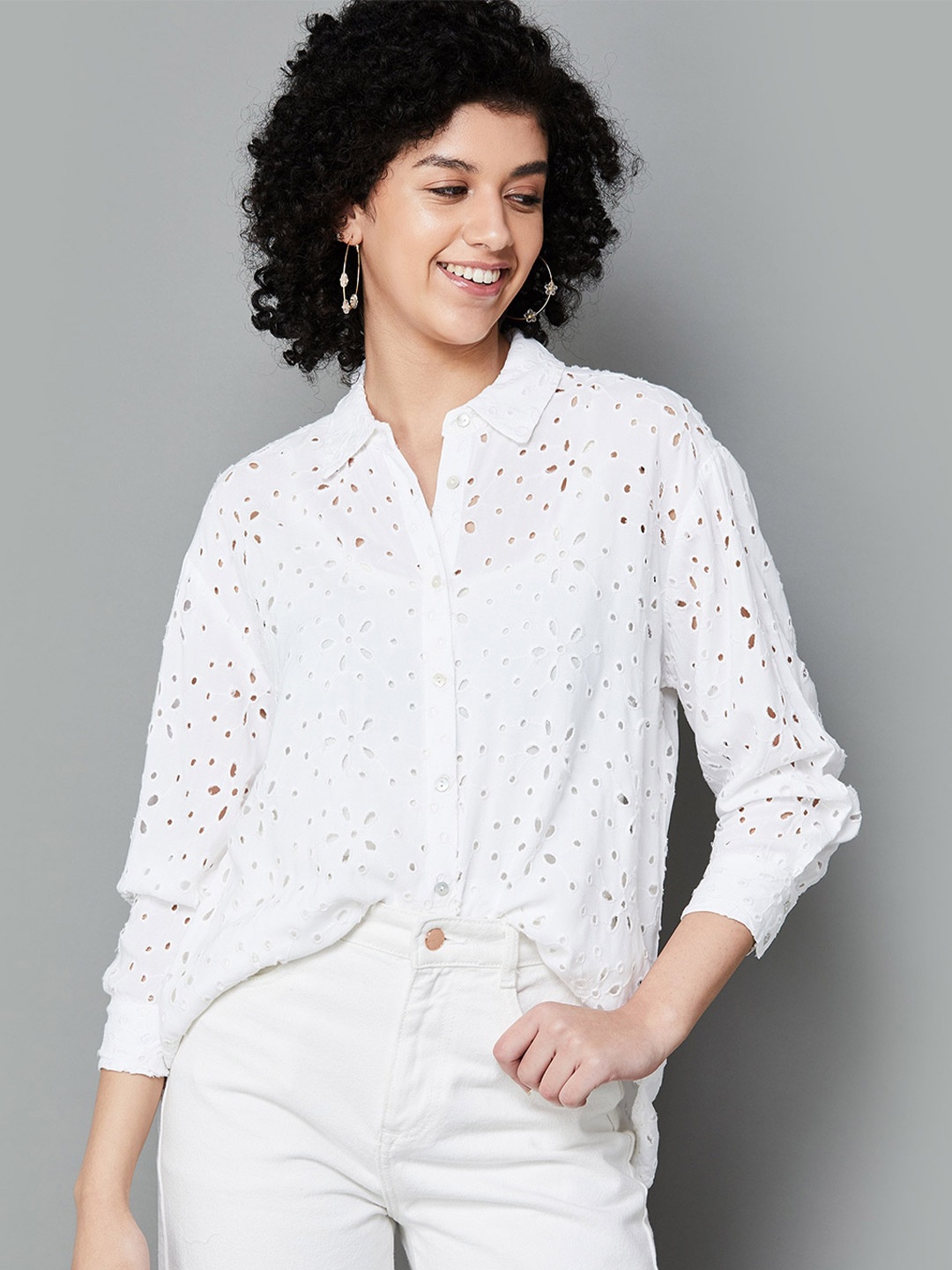 

Fame Forever by Lifestyle Self Design Long sleeves Shirt Style Top, White