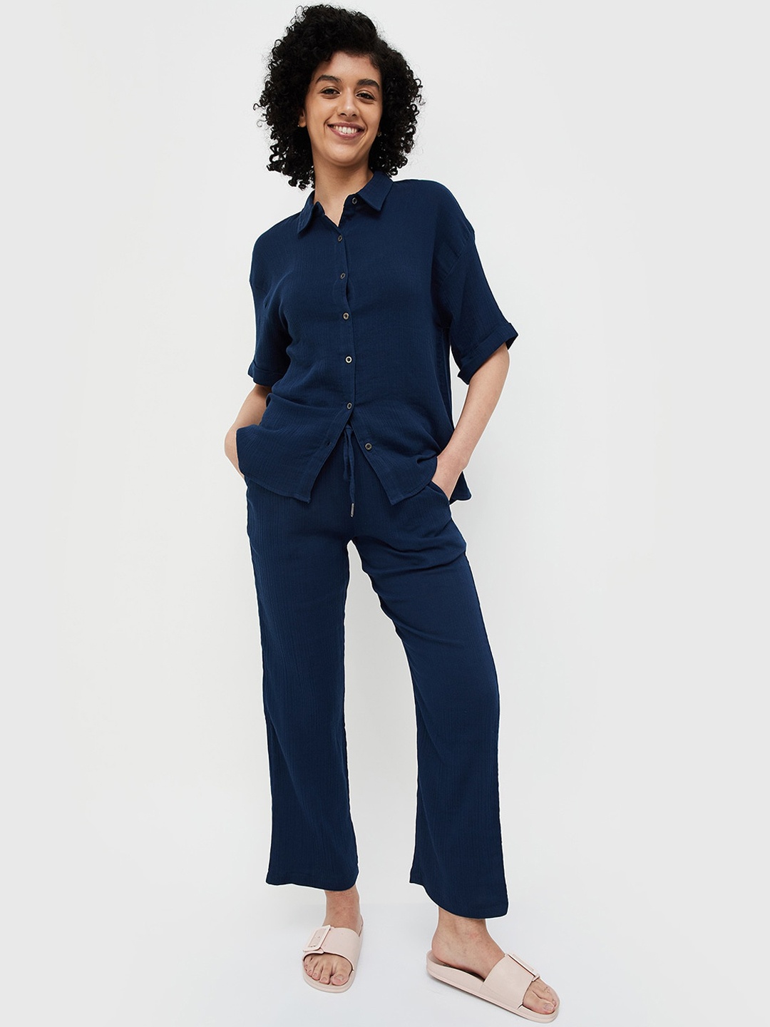 

Ginger by Lifestyle Women Solid Night suit, Blue