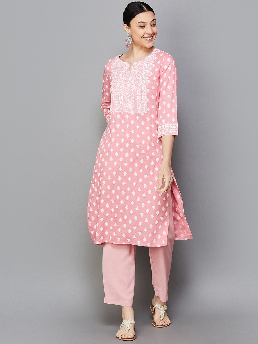 

Melange by Lifestyle Women Geometric Printed Kurta, Peach